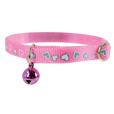 Zolux 30cm Pink Cat Collar With Hearts And Bell, 438380RS, cat Collar / Leash / Muzzle, Zolux, cat Accessories, catsmart, Accessories, Collar / Leash / Muzzle